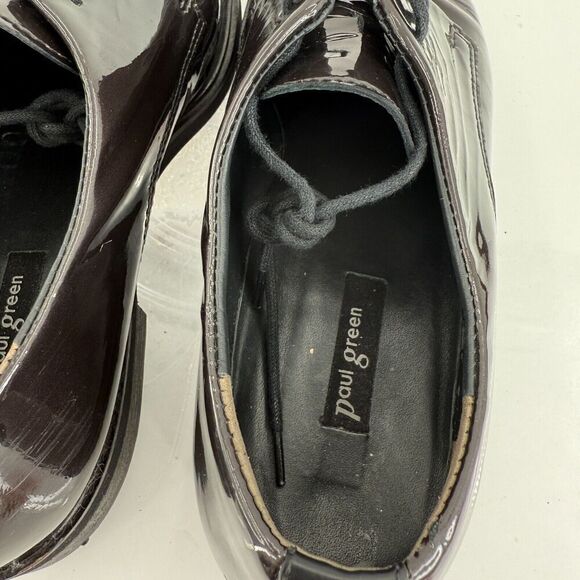 Paul Green Emmy Oxfords US 6 UK 3.5 Black Patent Leather Cap Toe Lace Up Shoes - Picture 6 of 16